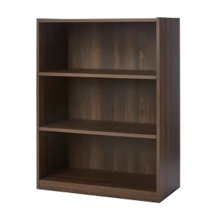 3-Shelf Bookcase Sleek And Sturdy Bookshelf W/ Adjustable Shelves Canyon Walnut