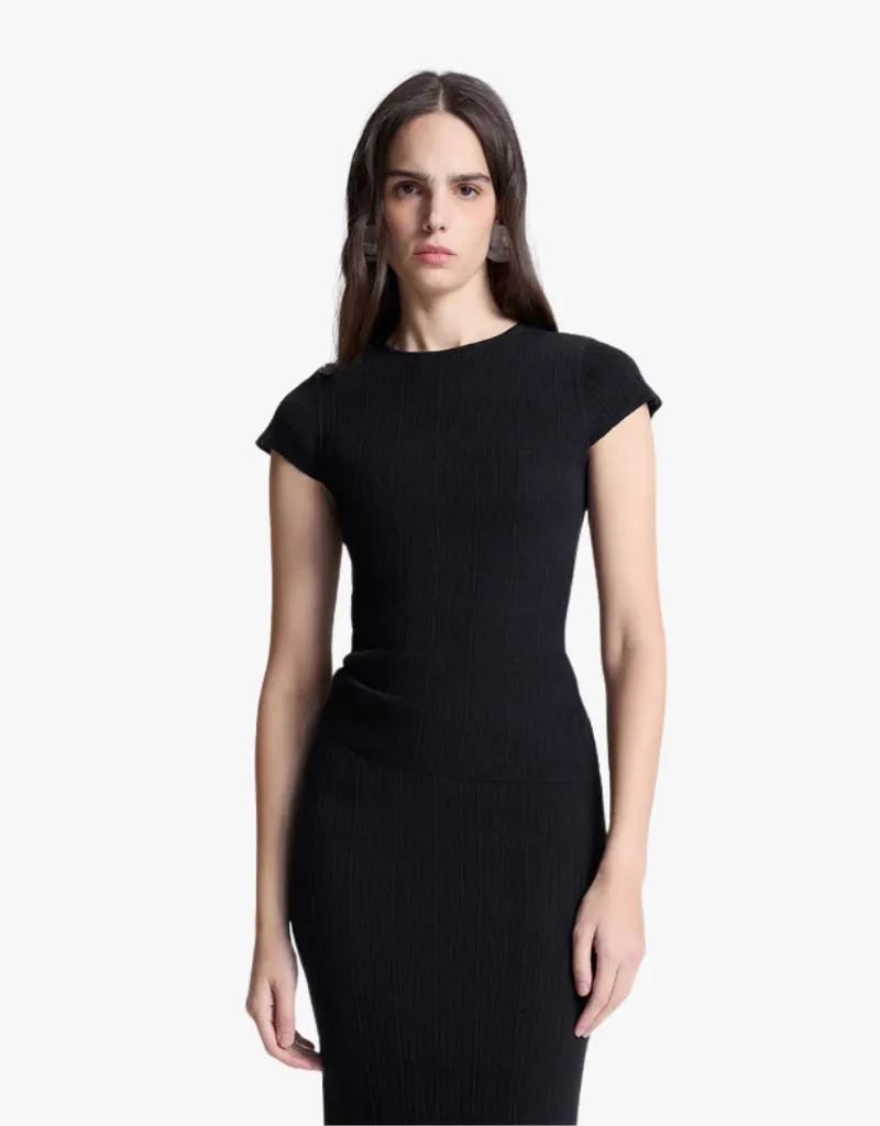 A.L.C. Sam Fine Cotton Knit Top in Black