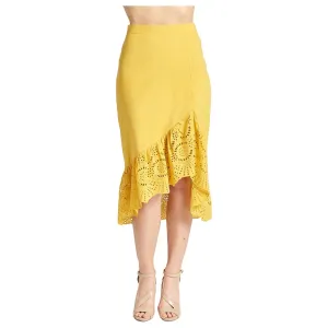 Aster Skirt - Cotton eyelet asymmetric hi-lo skirt marigold