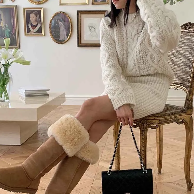 Autumn and Winter Vintage Cable-Knit Dress Set with Femininity, Knitted Sweater Dress. C-241017-2