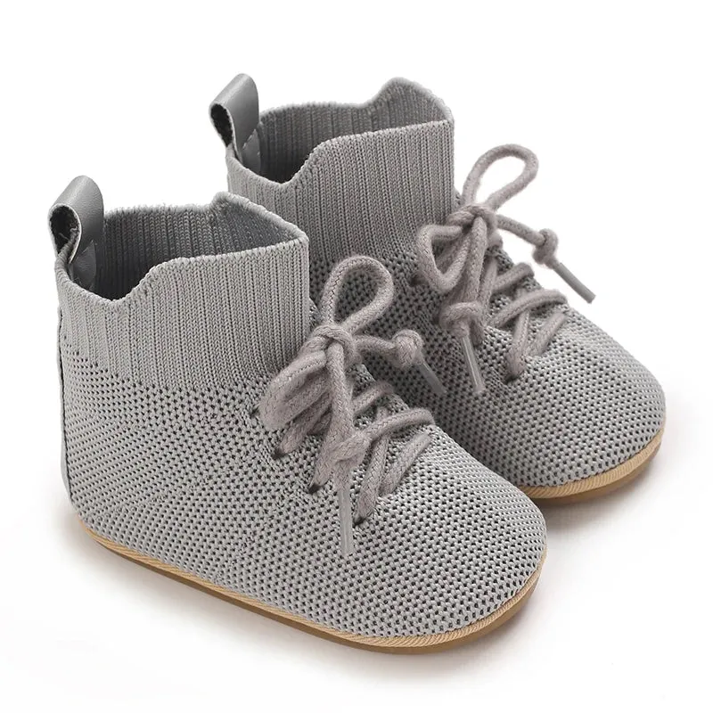 Baby Boys Soft Anti-Slip Sole High Tops Ankle Sneakers Fast Walkers