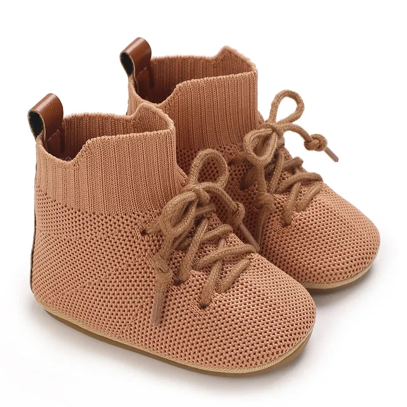 Baby Boys Soft Anti-Slip Sole High Tops Ankle Sneakers Fast Walkers
