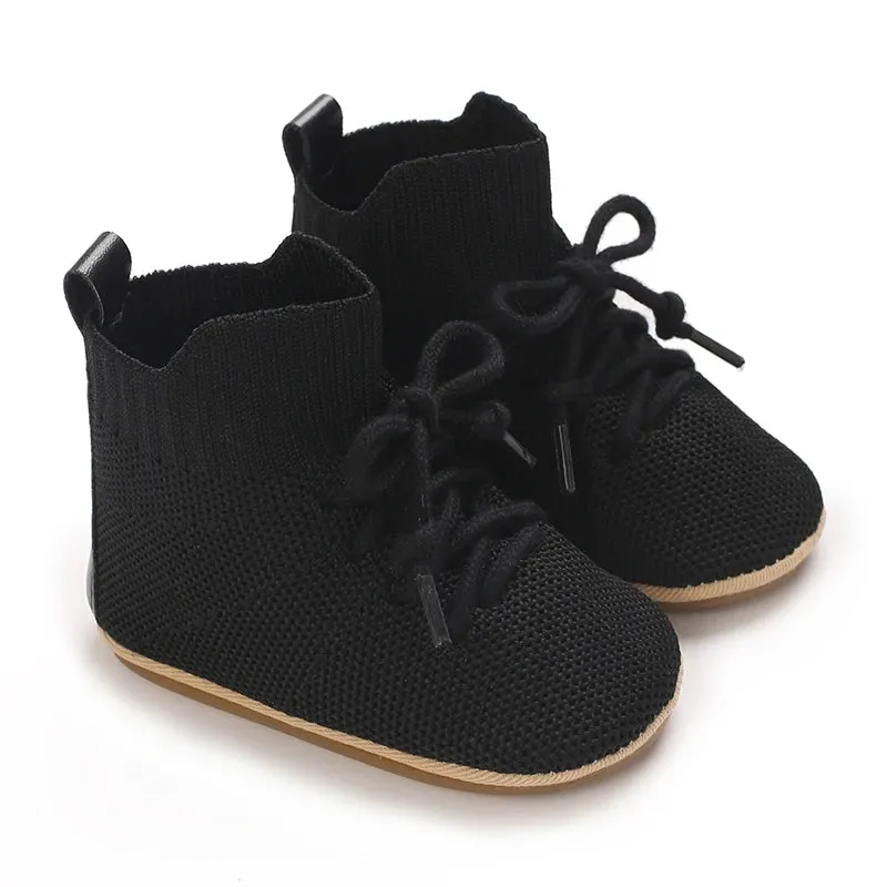 Baby Boys Soft Anti-Slip Sole High Tops Ankle Sneakers Fast Walkers