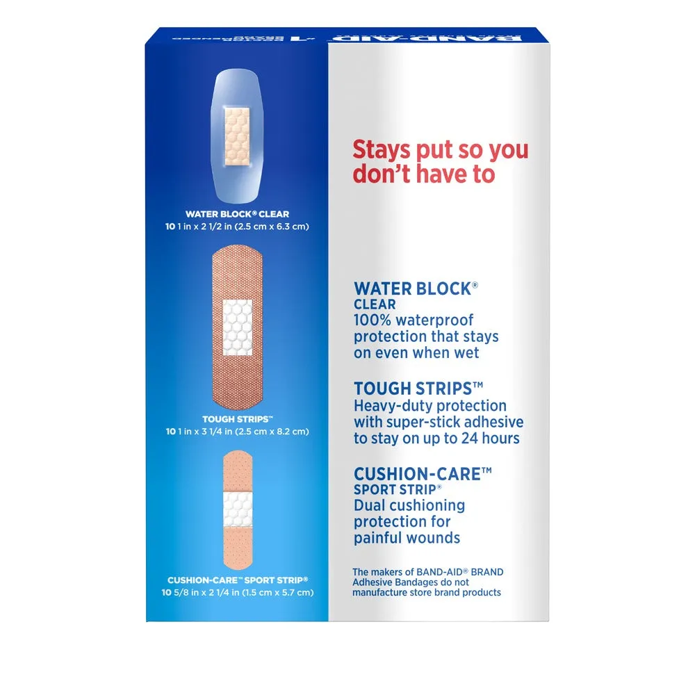 BAND-AID Brand Adhesive Bandage Family Variety Pack, Assorted Sizes, 30 Ct