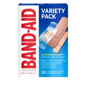 BAND-AID Brand Adhesive Bandage Family Variety Pack, Assorted Sizes, 30 Ct
