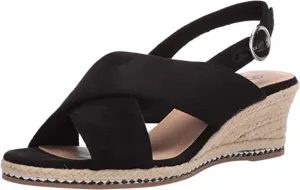 Bella Vita womens Espadrille Wedge Sandal,Black Suede,8 W US