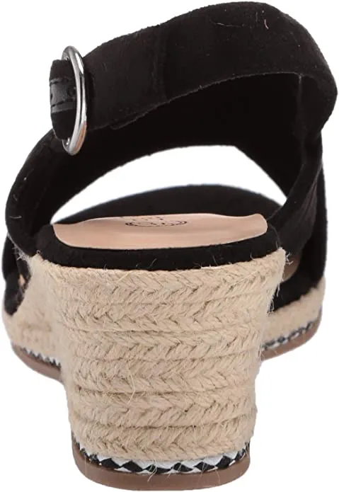 Bella Vita womens Espadrille Wedge Sandal,Black Suede,8 W US