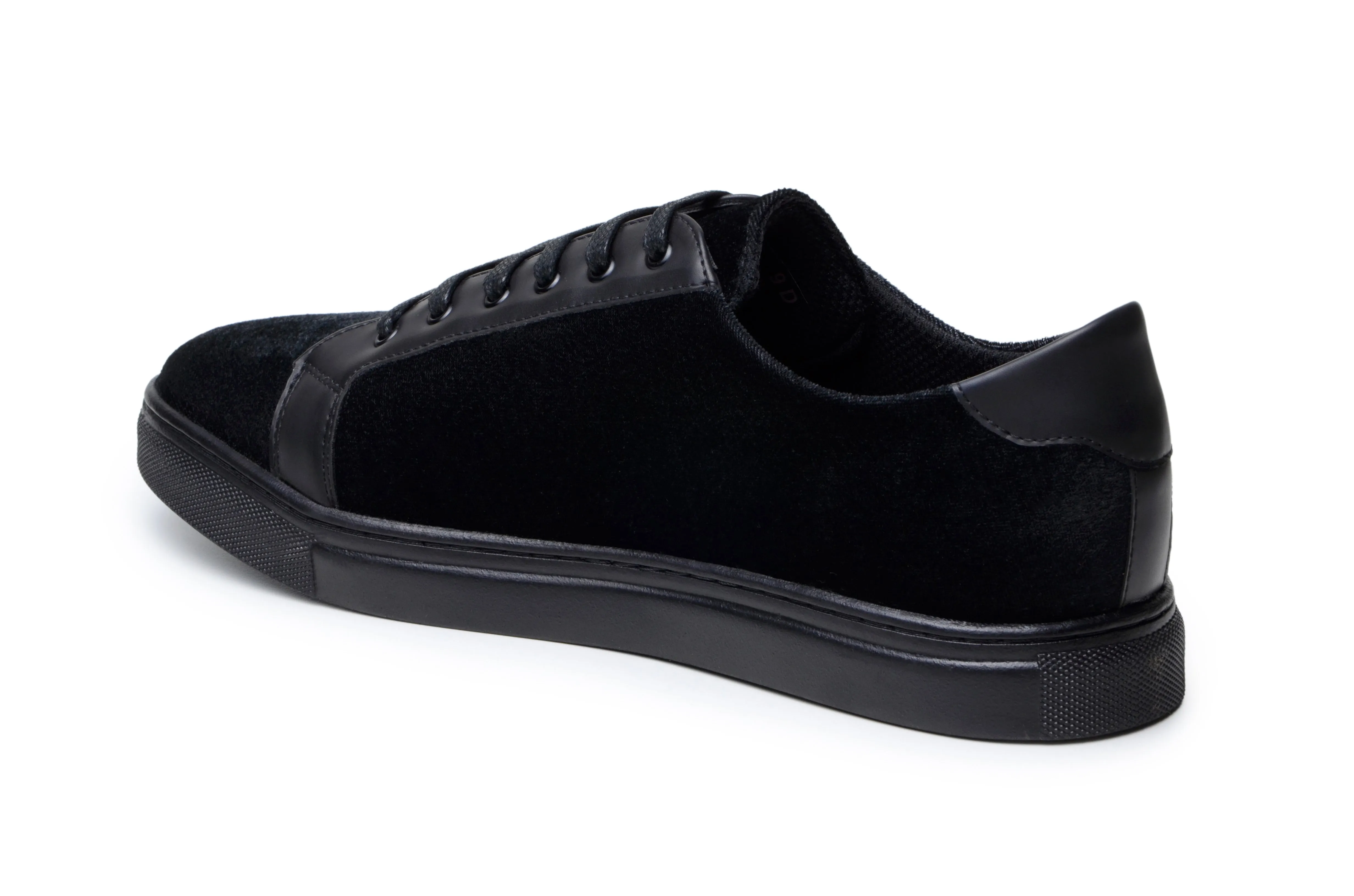 Belvedere Prince in Black Velvet & Polished Leather Formal Sneakers