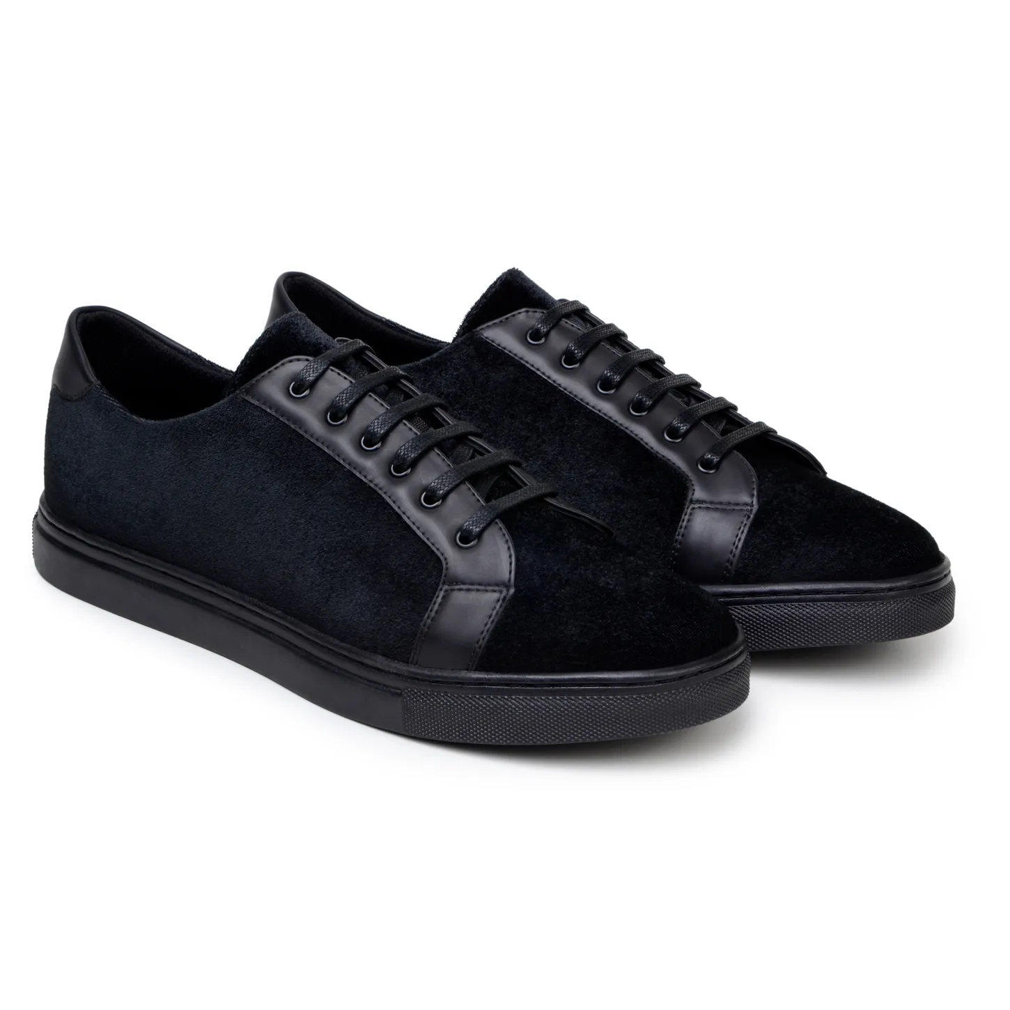 Belvedere Prince in Black Velvet & Polished Leather Formal Sneakers