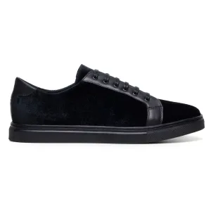 Belvedere Prince in Black Velvet & Polished Leather Formal Sneakers