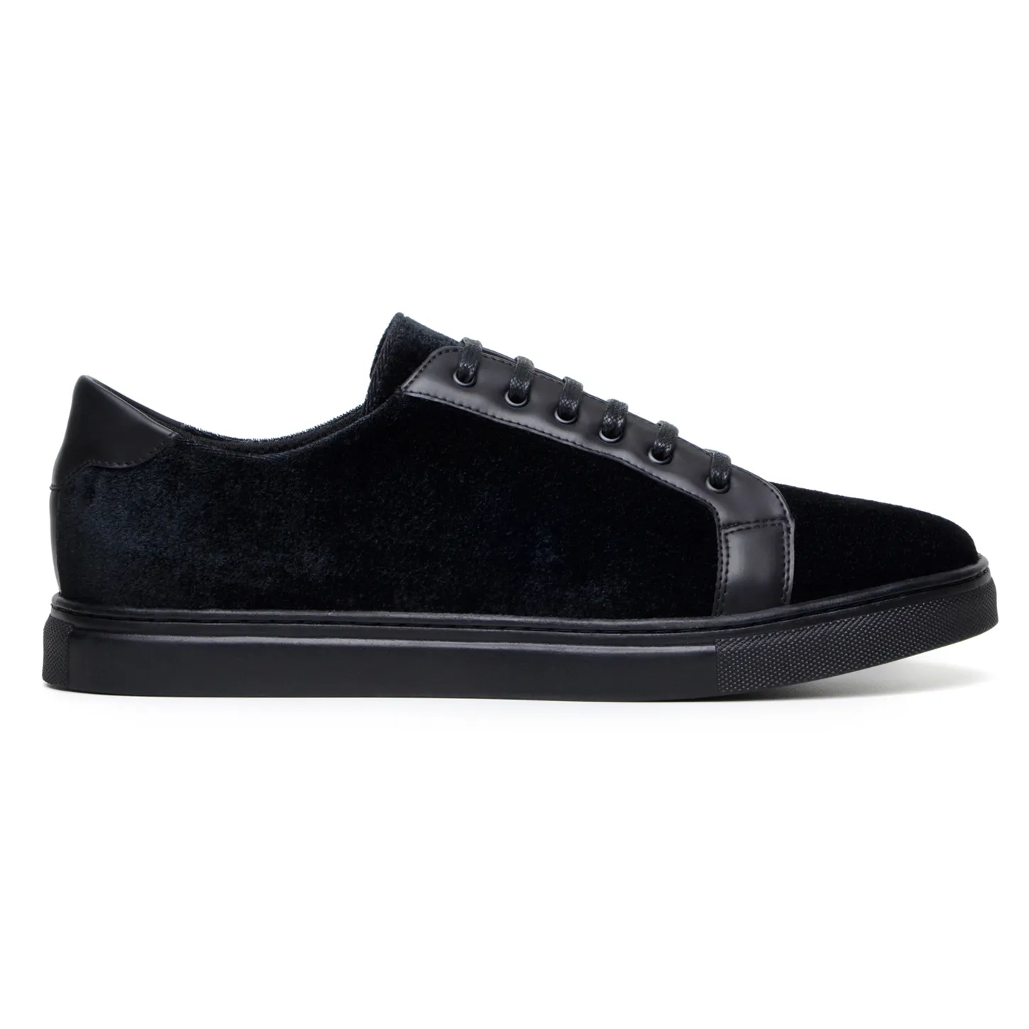 Belvedere Prince in Black Velvet & Polished Leather Formal Sneakers
