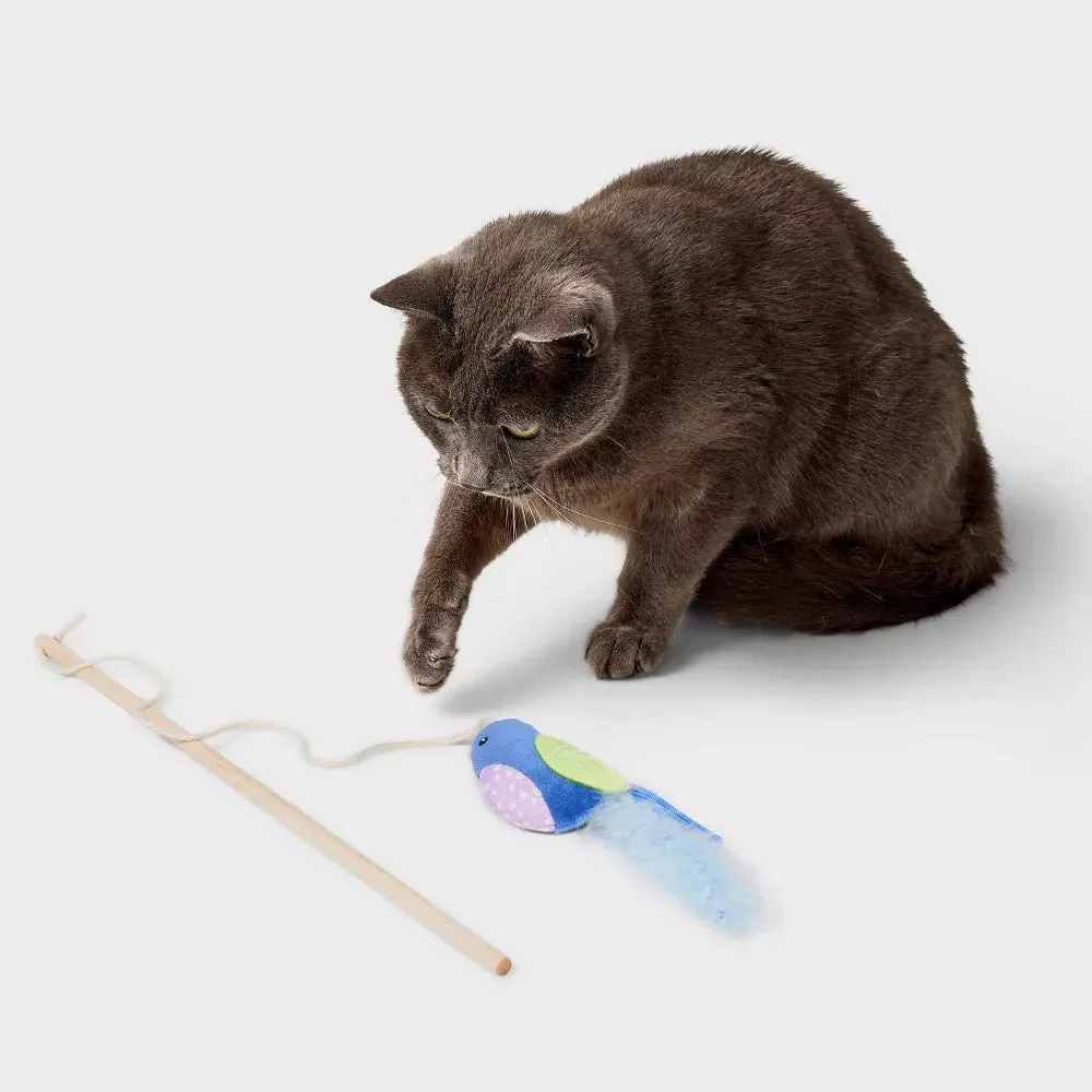 Bird with Long Feather Tail Cat Wand Toy - Boots & Barkley™