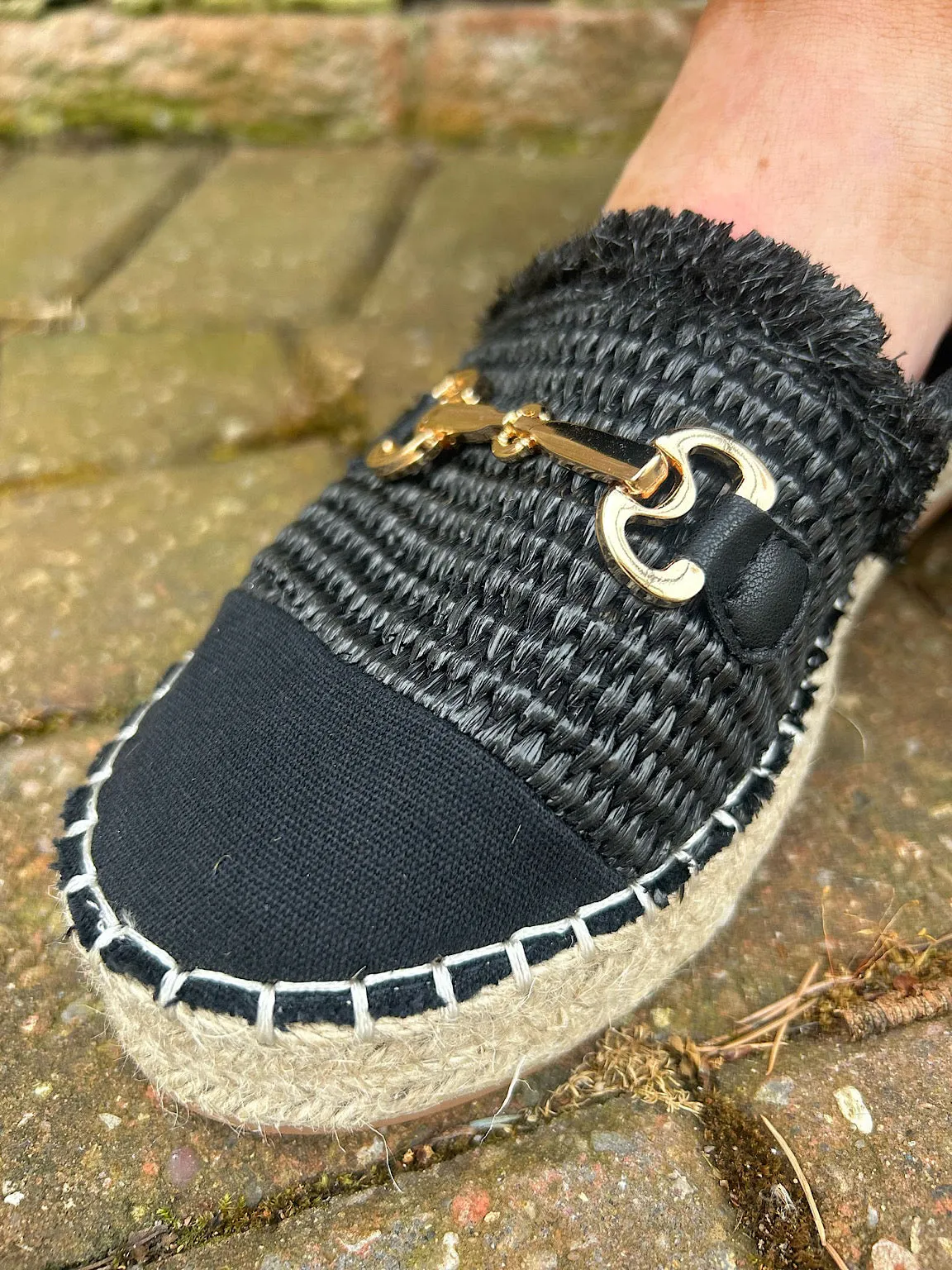 Black Chain Espadrille Shoes