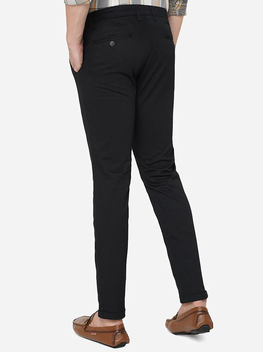 Black Solid Neo Fit Casual Trouser | Greenfibre