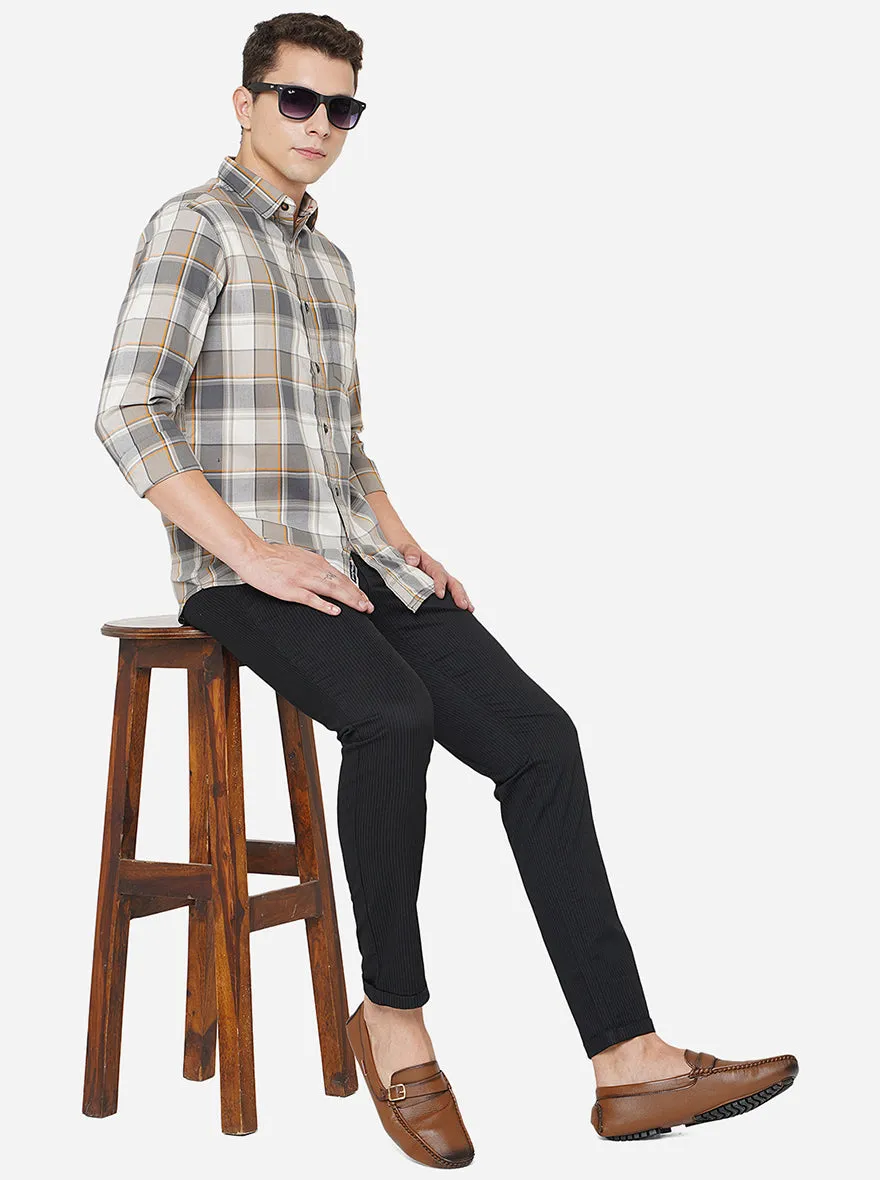 Black Solid Neo Fit Casual Trouser | Greenfibre