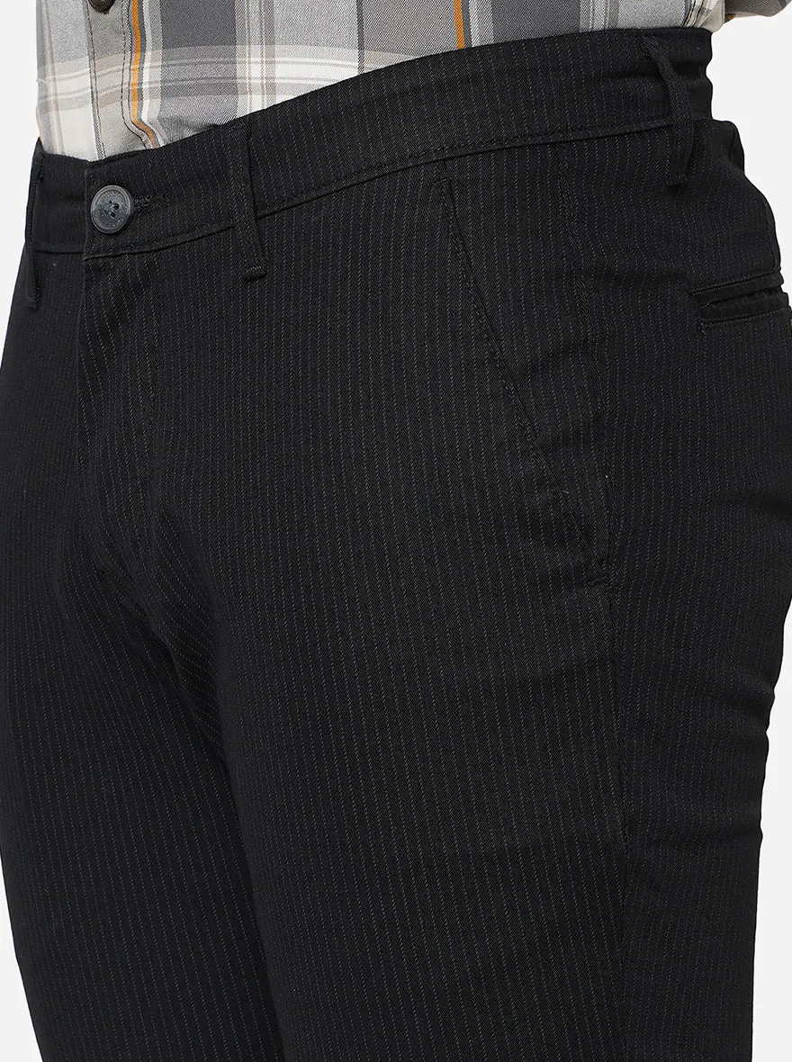 Black Solid Neo Fit Casual Trouser | Greenfibre