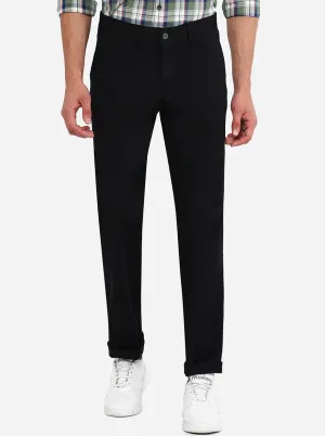 Black Solid Slim Fit Casual Trouser | Greenfibre