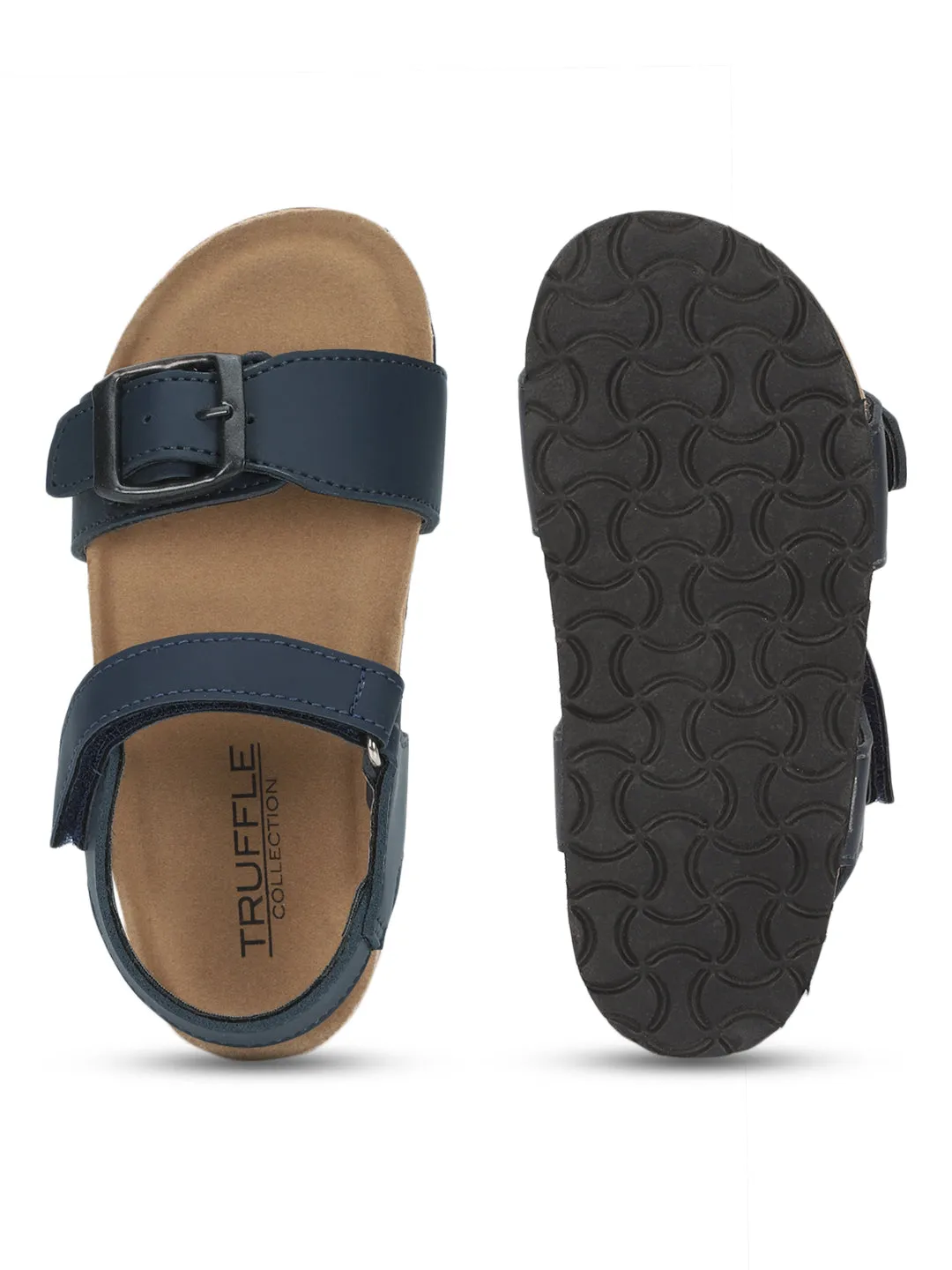Blue Cork-Latex Footbed Velcro Sandals For Kids-Boys (TC-100512-BLU)