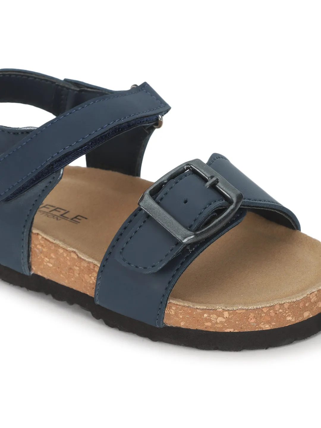 Blue Cork-Latex Footbed Velcro Sandals For Kids-Boys (TC-100512-BLU)
