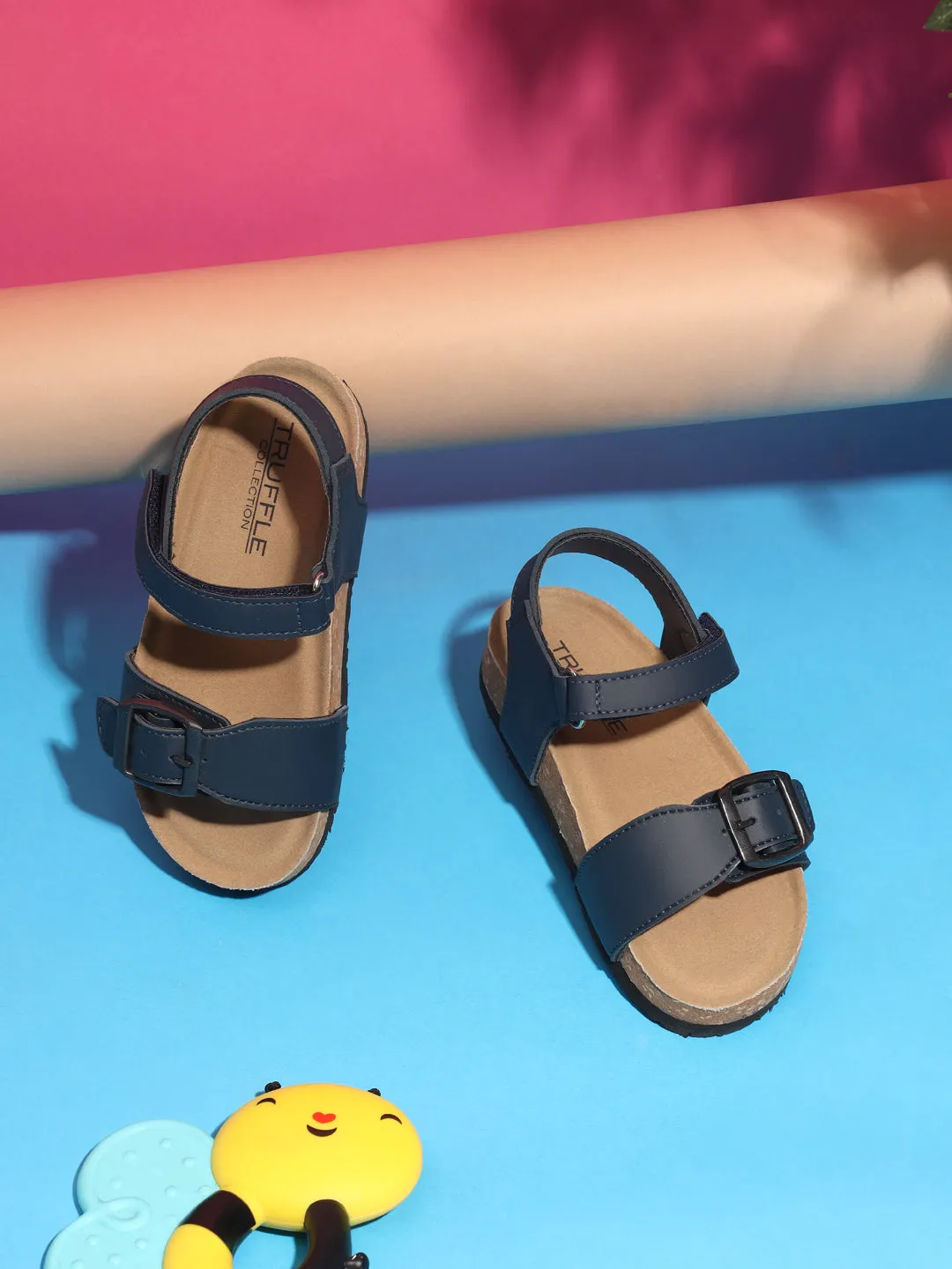 Blue Cork-Latex Footbed Velcro Sandals For Kids-Boys (TC-100512-BLU)