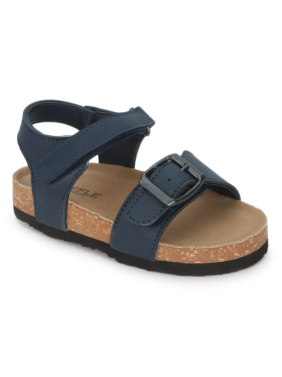 Blue Cork-Latex Footbed Velcro Sandals For Kids-Boys (TC-100512-BLU)