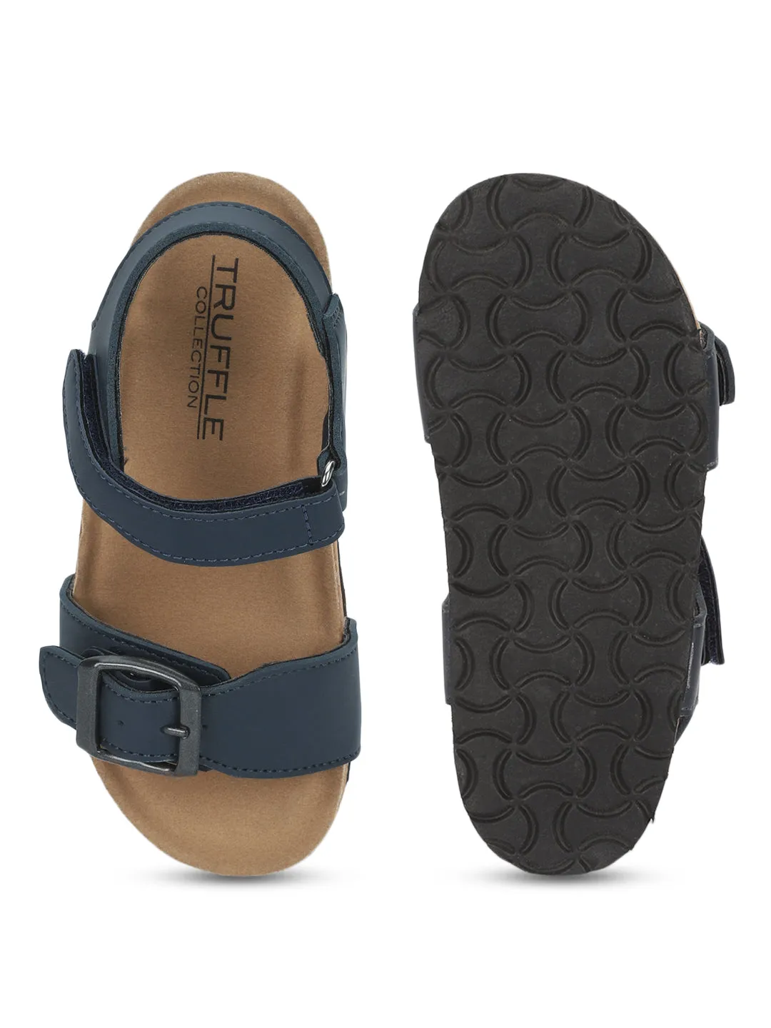 Blue Cork-Latex Footbed Velcro Sandals For Kids-Boys (TC-100512-BLU)
