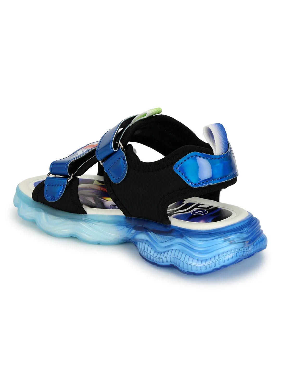 Blue PU Velcro With LED Lights Sandals For Kids-Unisex (TC-211-BLU)