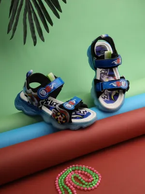 Blue PU Velcro With LED Lights Sandals For Kids-Unisex (TC-211-BLU)