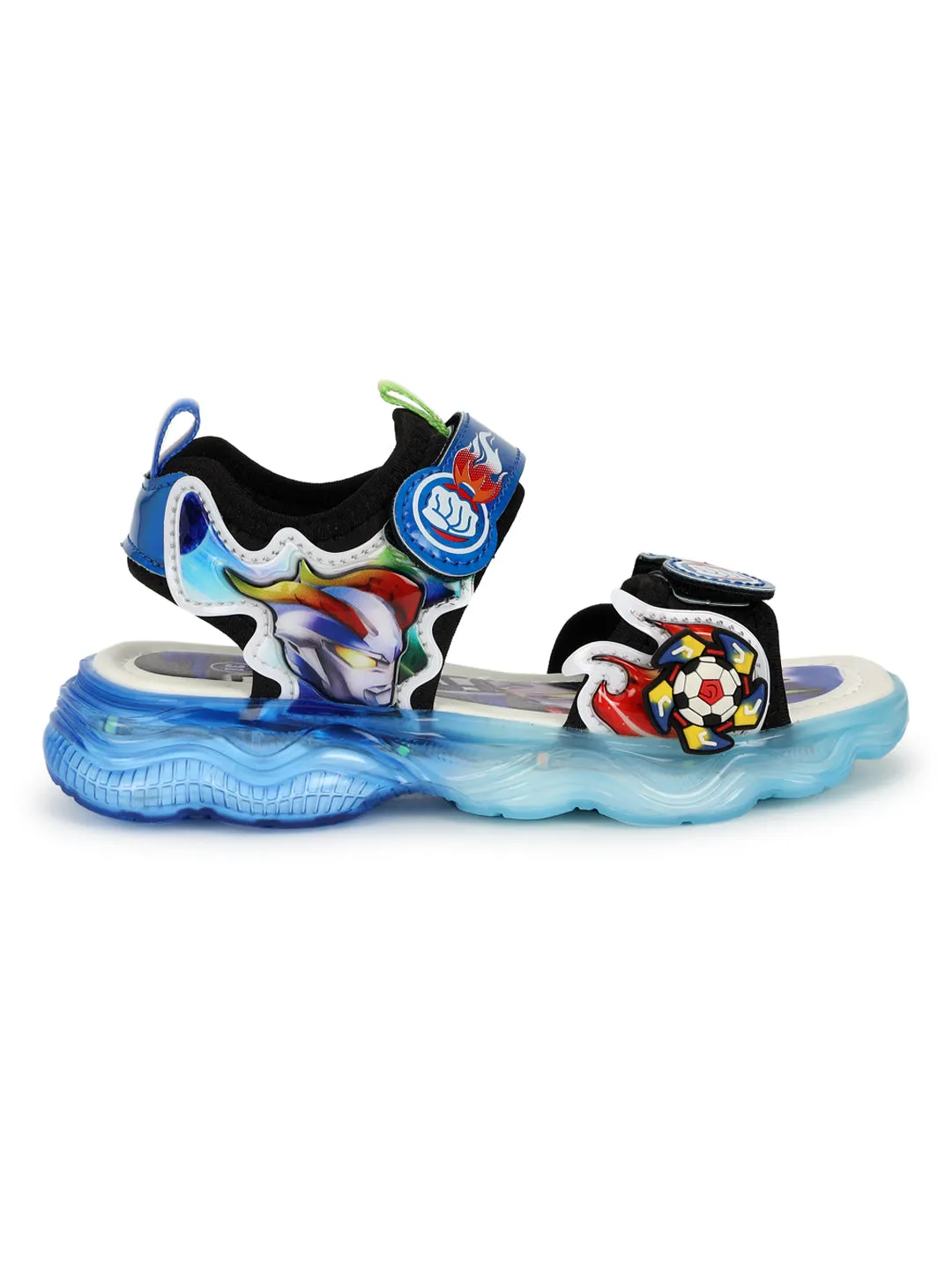 Blue PU Velcro With LED Lights Sandals For Kids-Unisex (TC-211-BLU)