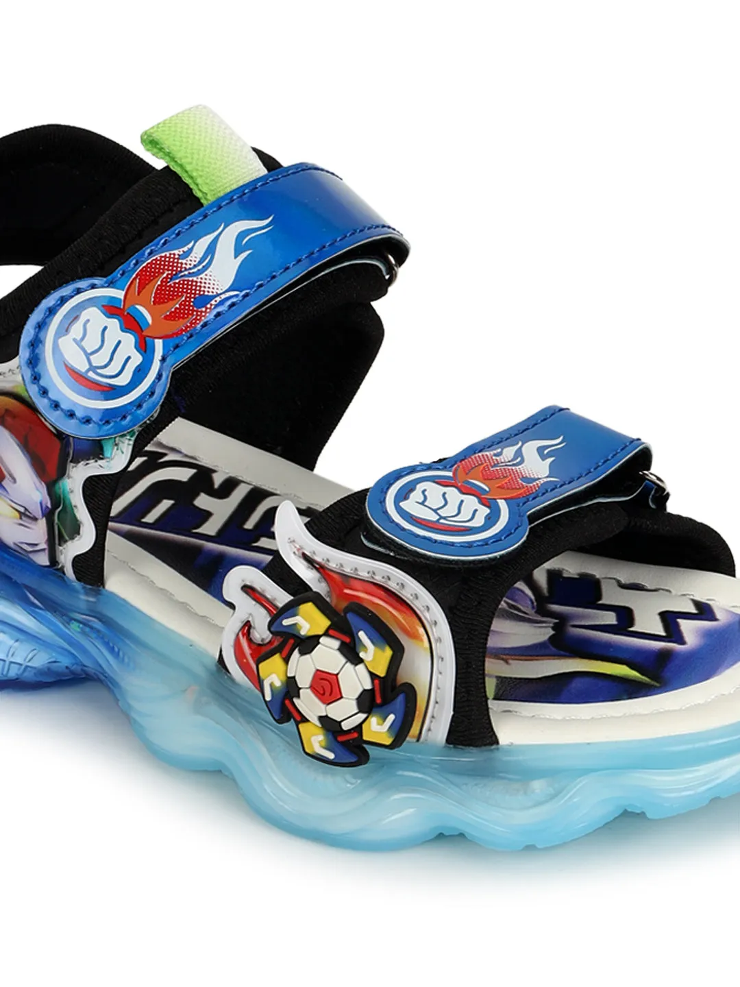 Blue PU Velcro With LED Lights Sandals For Kids-Unisex (TC-211-BLU)