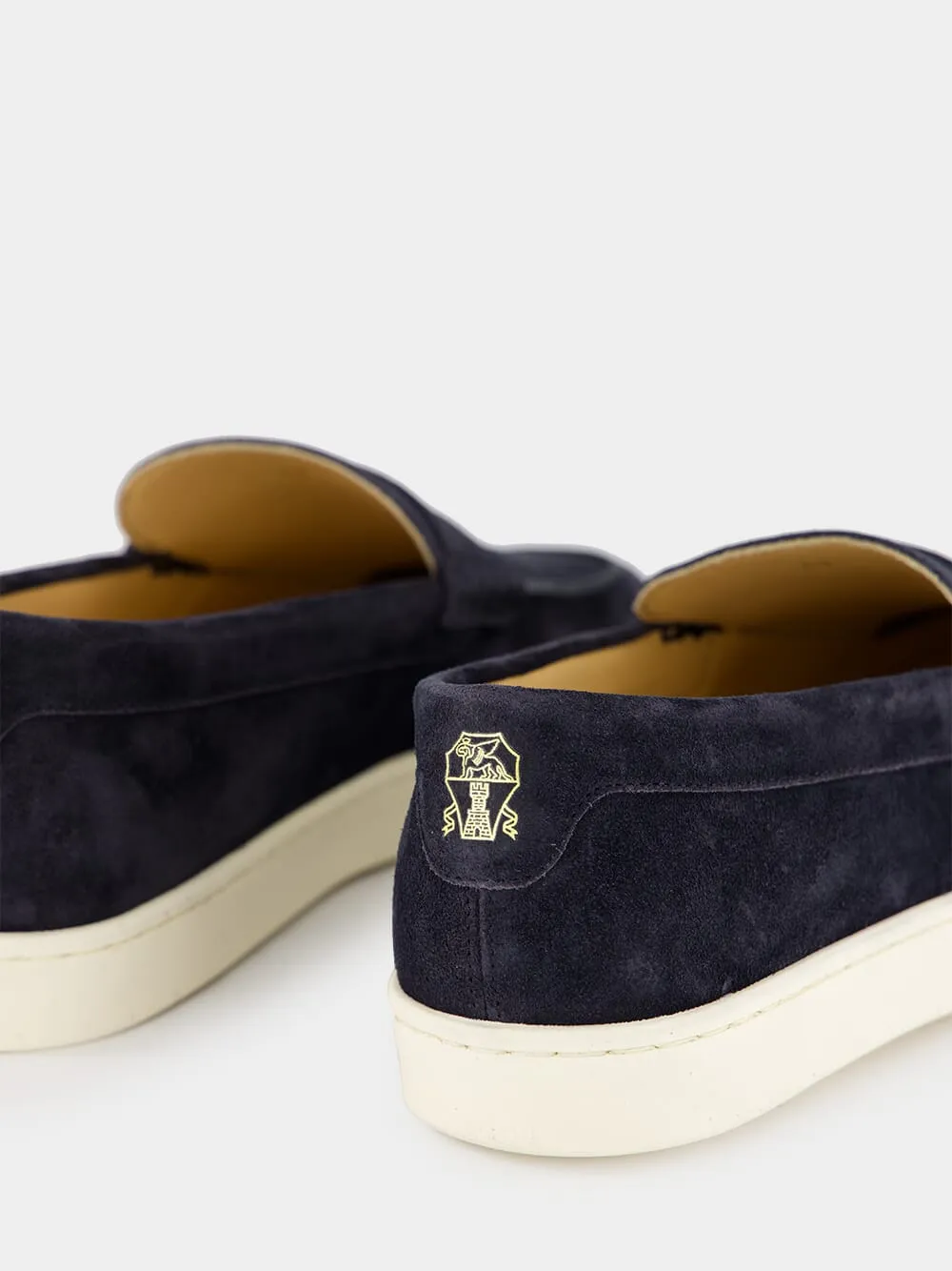 Blue Washed Suede Loafer Sneakers
