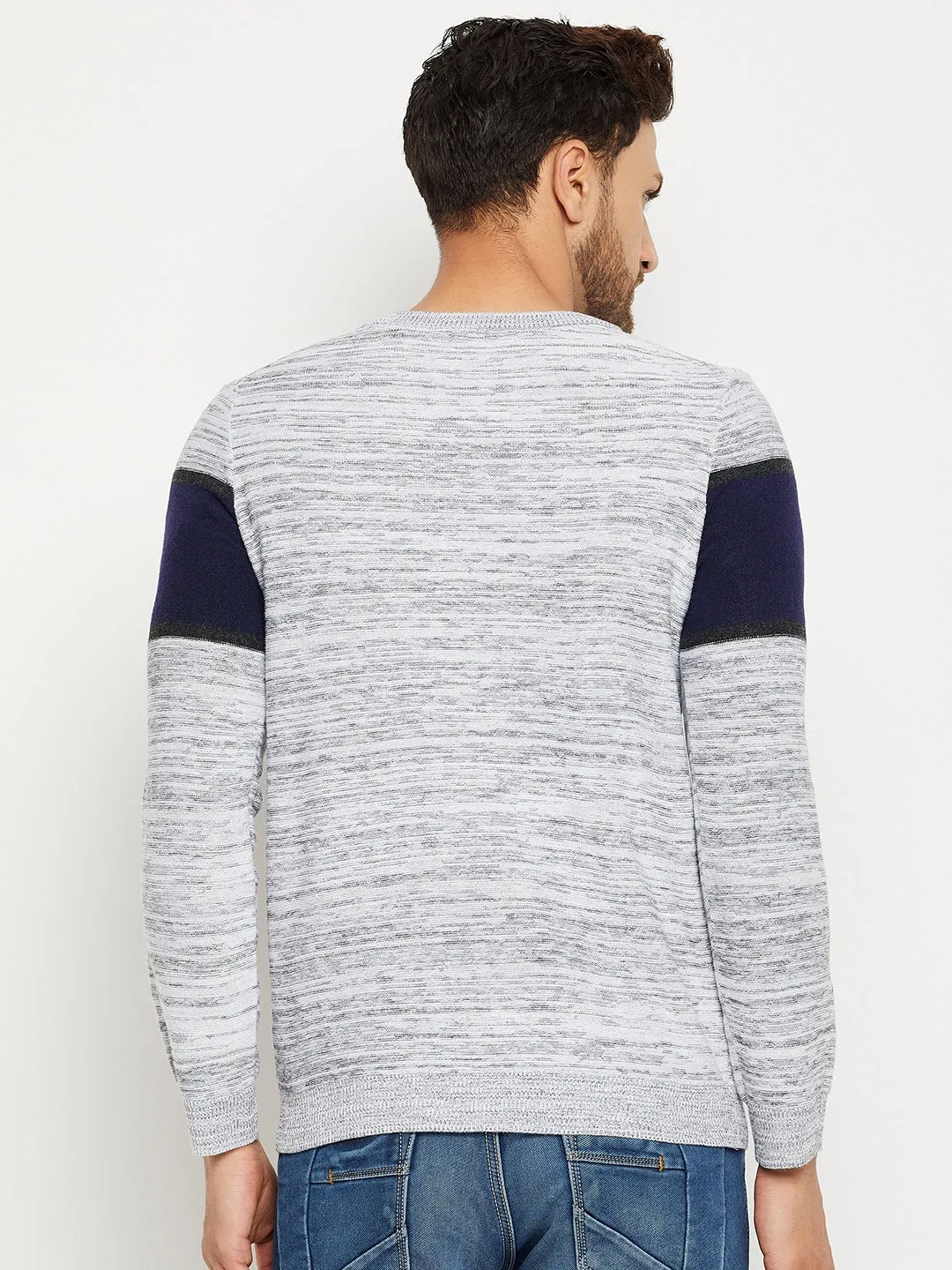 Camla Barcelona Colourblocked White Sweater For Men