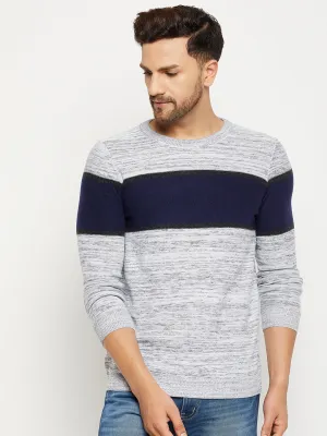 Camla Barcelona Colourblocked White Sweater For Men