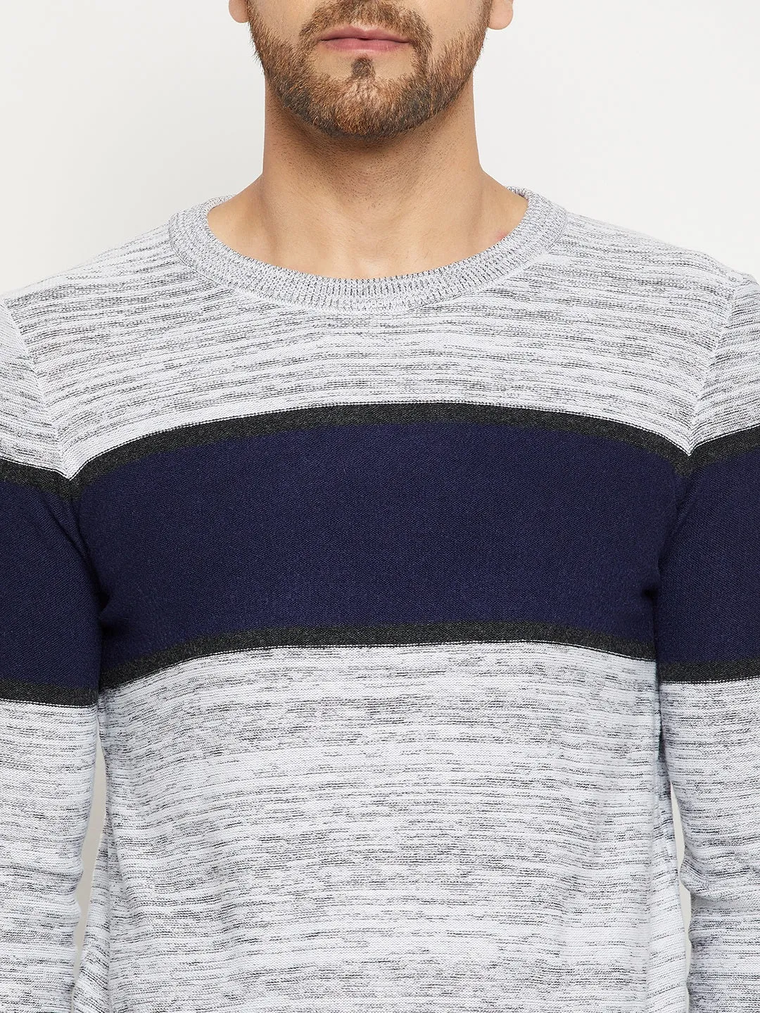 Camla Barcelona Colourblocked White Sweater For Men