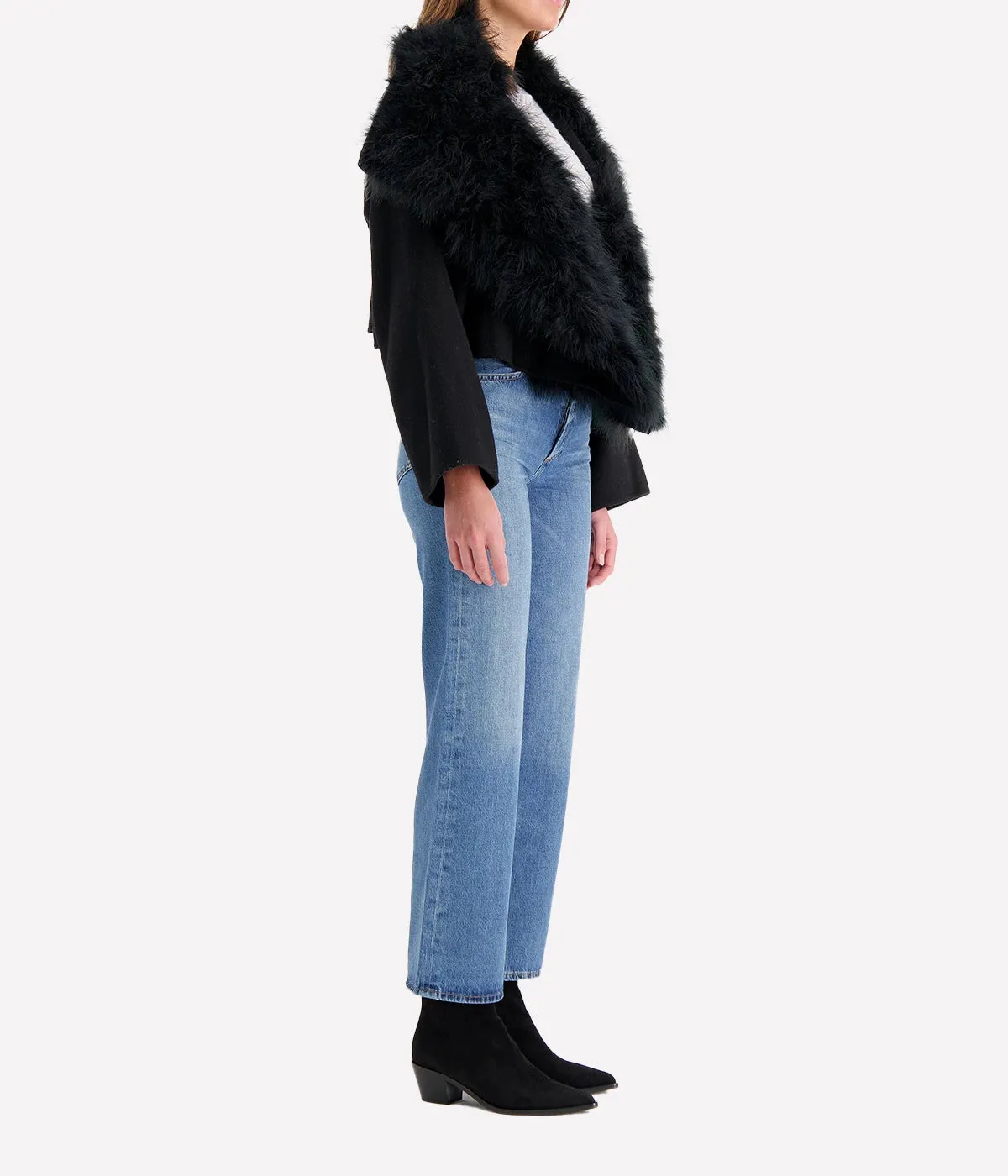 Cashmere Feather Jacket in Noir