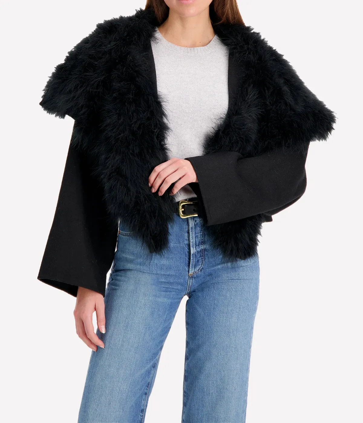 Cashmere Feather Jacket in Noir
