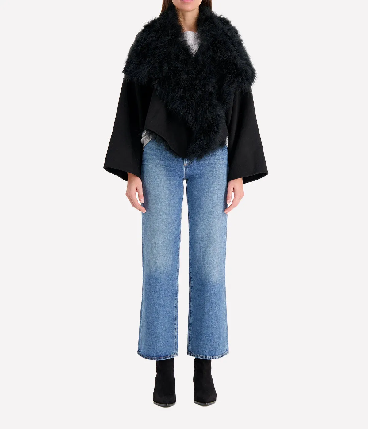 Cashmere Feather Jacket in Noir