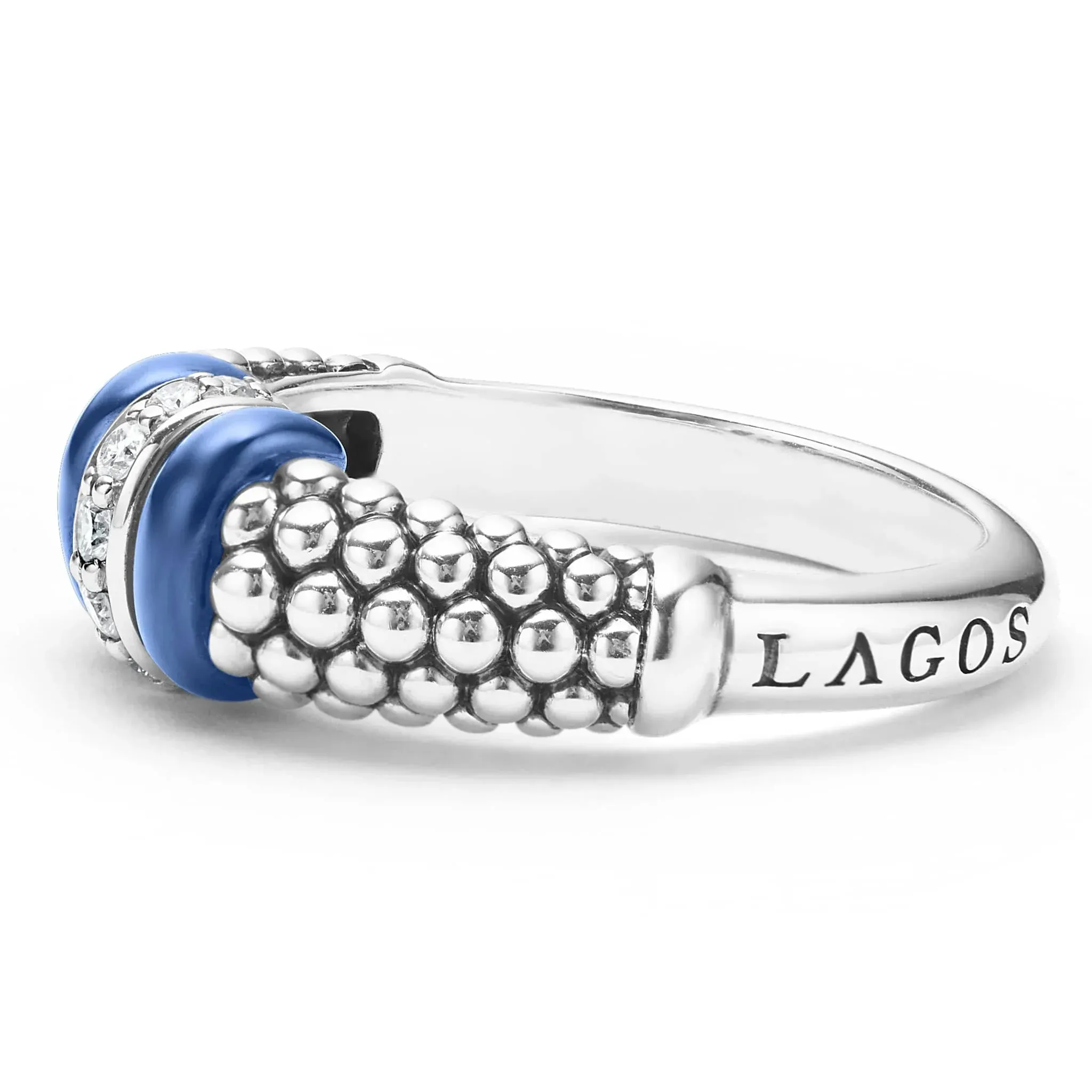 Ceramic and Diamond Caviar Ring