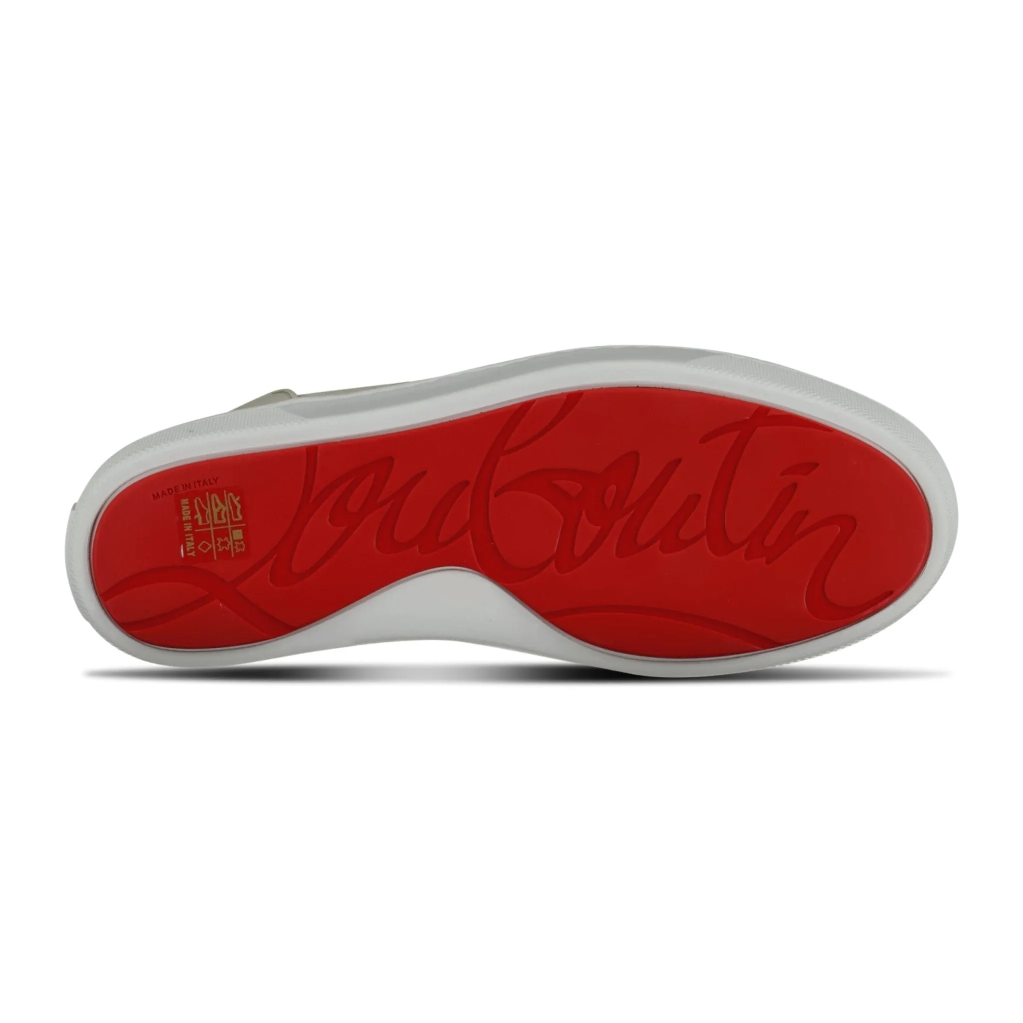 CHRISTIAN LOUBOUTIN HAPPY RUI LEATHER LOW TOP TRAINERS BEIGE