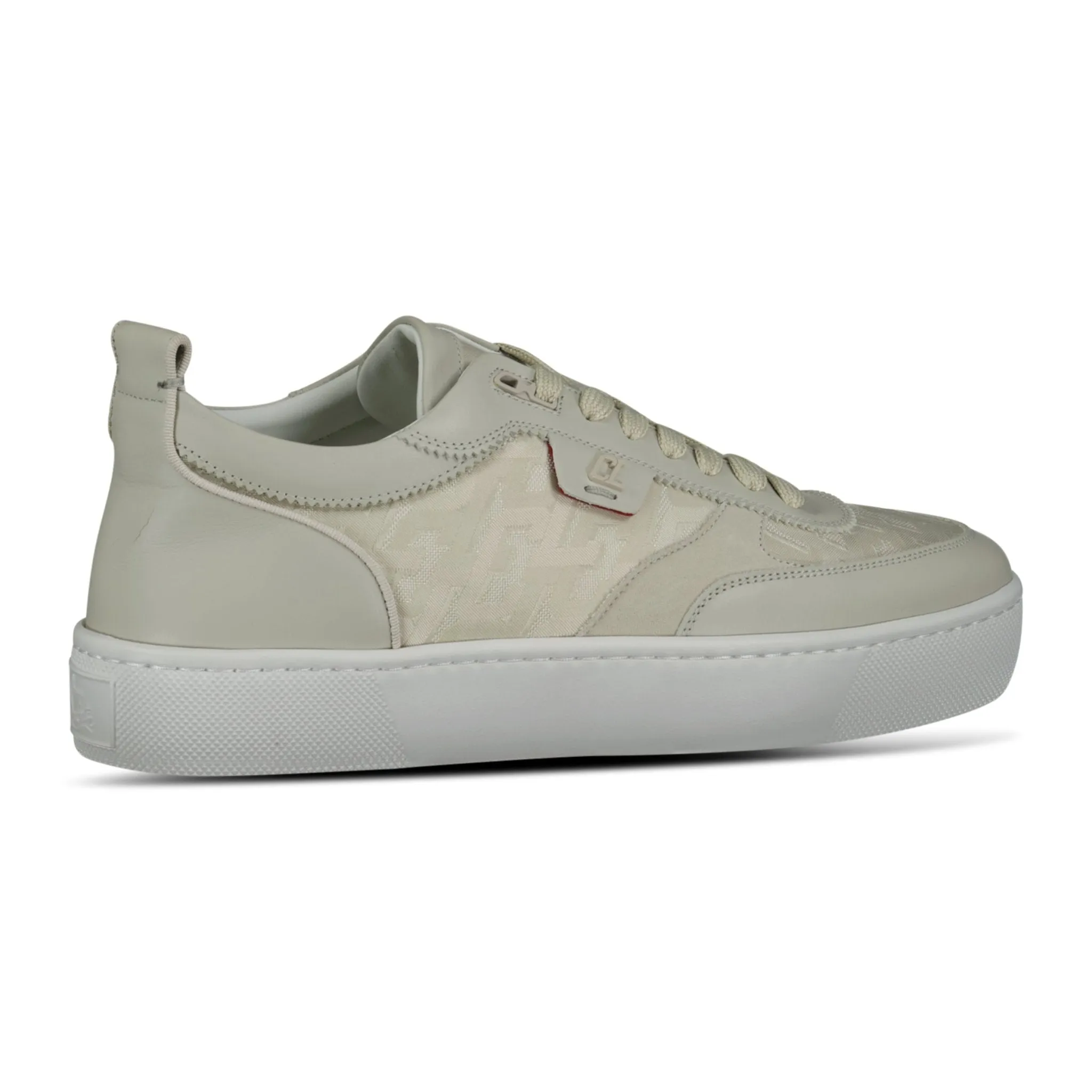CHRISTIAN LOUBOUTIN HAPPY RUI LEATHER LOW TOP TRAINERS BEIGE