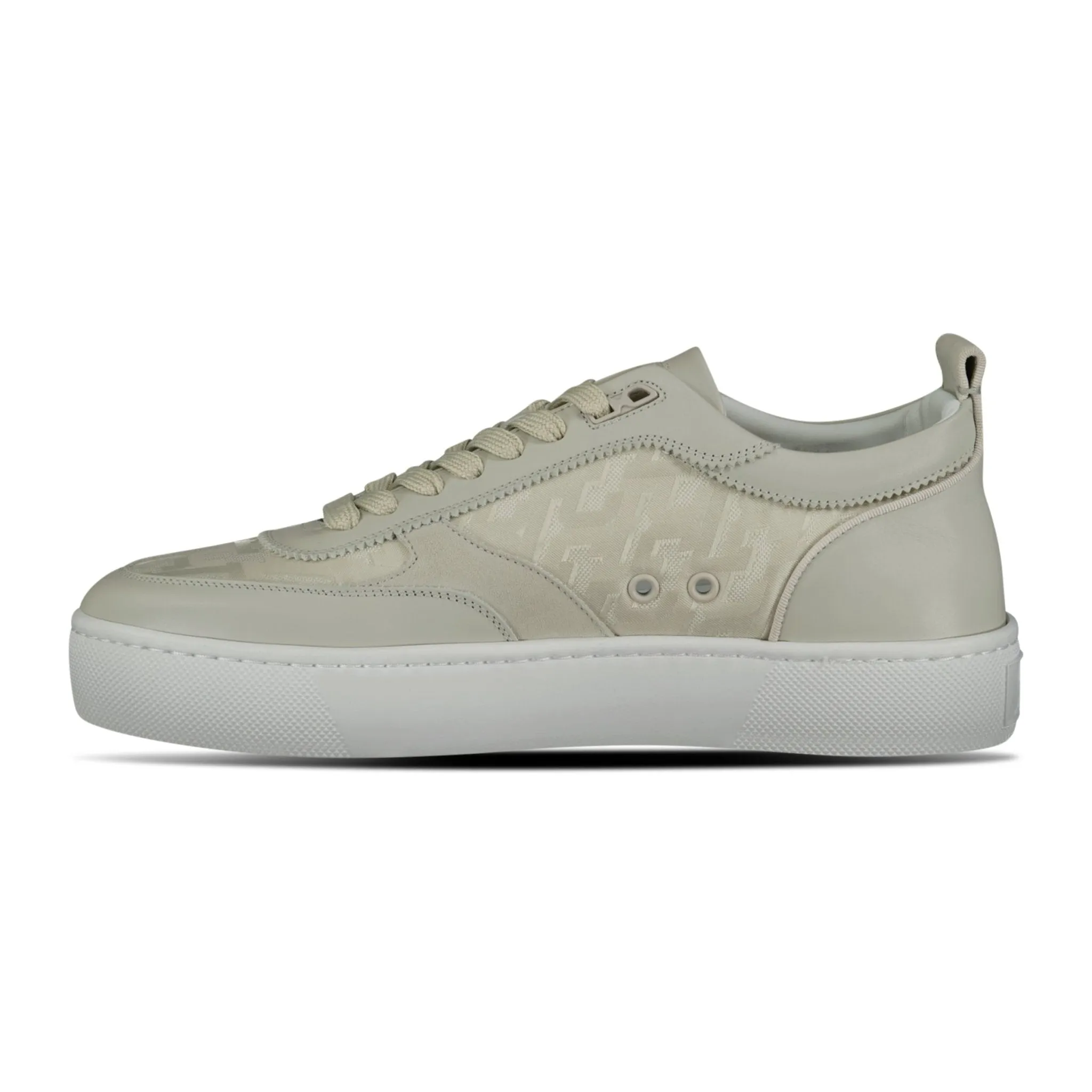 CHRISTIAN LOUBOUTIN HAPPY RUI LEATHER LOW TOP TRAINERS BEIGE