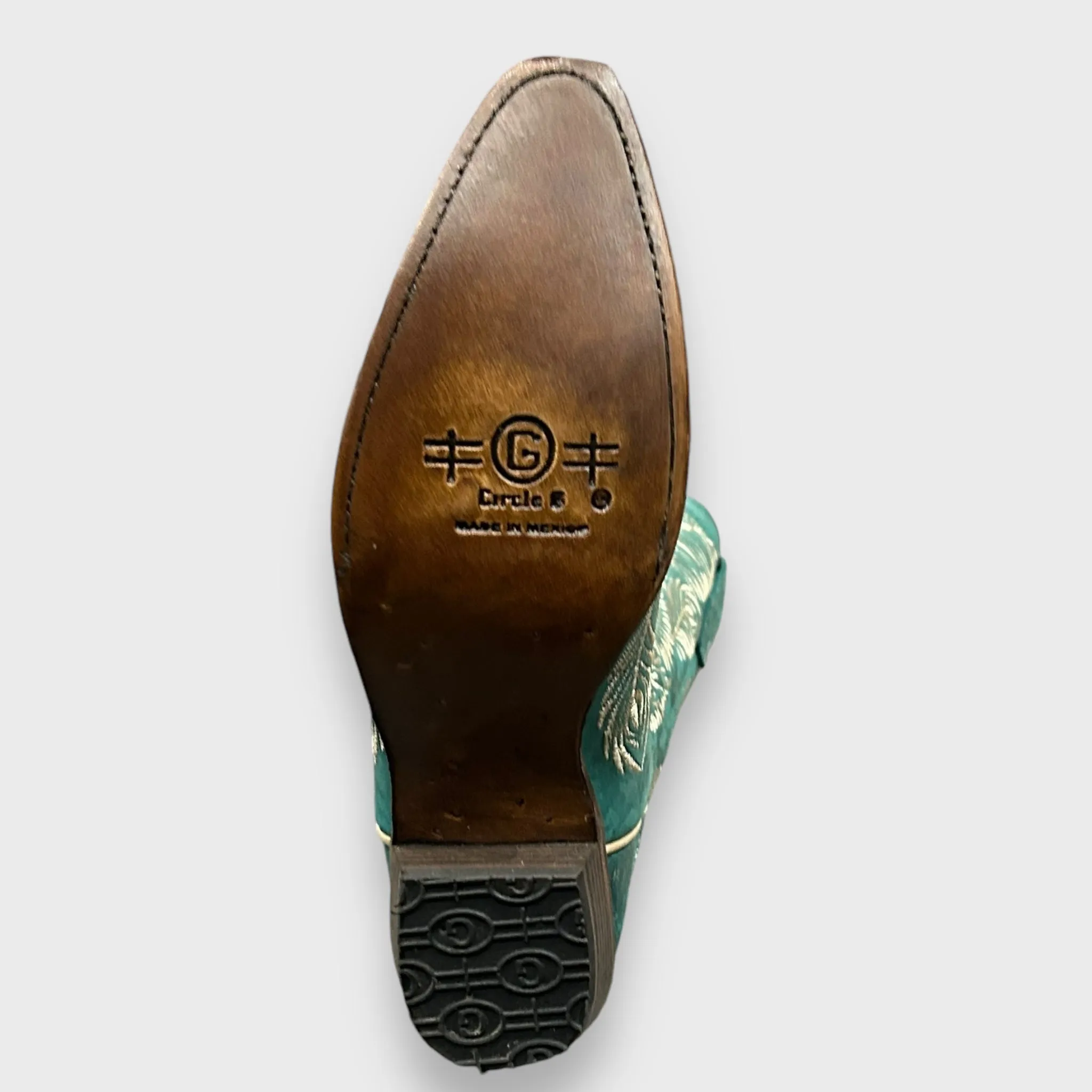 Circle G by Corral Ladies Western Turquoise Feather Embroidery Snip Toe Cowboy Boots L5789