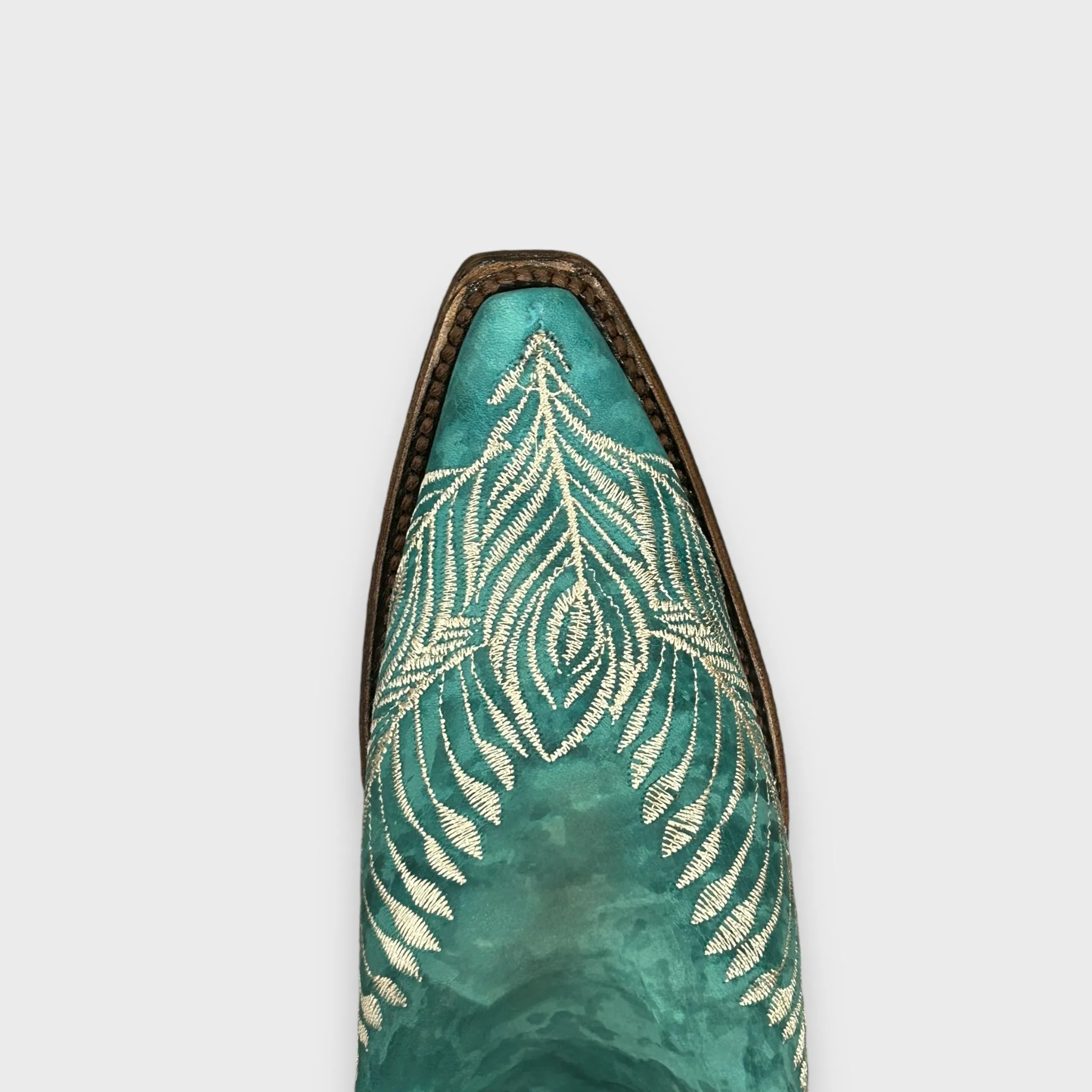 Circle G by Corral Ladies Western Turquoise Feather Embroidery Snip Toe Cowboy Boots L5789