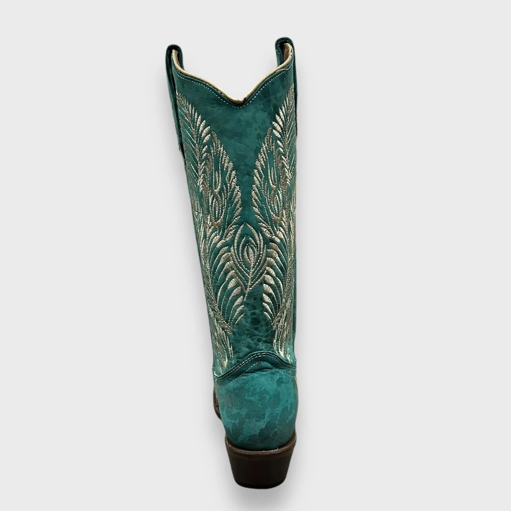 Circle G by Corral Ladies Western Turquoise Feather Embroidery Snip Toe Cowboy Boots L5789