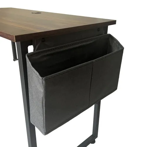 Classy Heavy Duty Computer Desk, 100 x 50cm Modern Style Study Desk with Side Storage Bag for Home, Office (Brown)