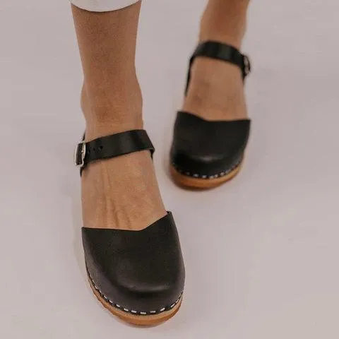 Clogs For Vintage Buckle Strap Closed Toe Shoes
