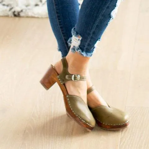 Clogs For Vintage Buckle Strap Closed Toe Shoes