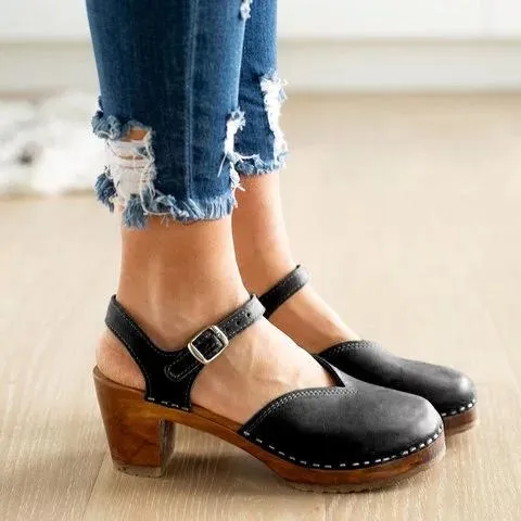 Clogs For Vintage Buckle Strap Closed Toe Shoes