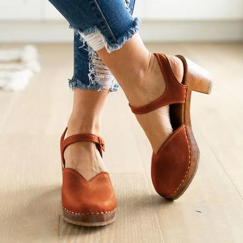 Clogs For Vintage Buckle Strap Closed Toe Shoes