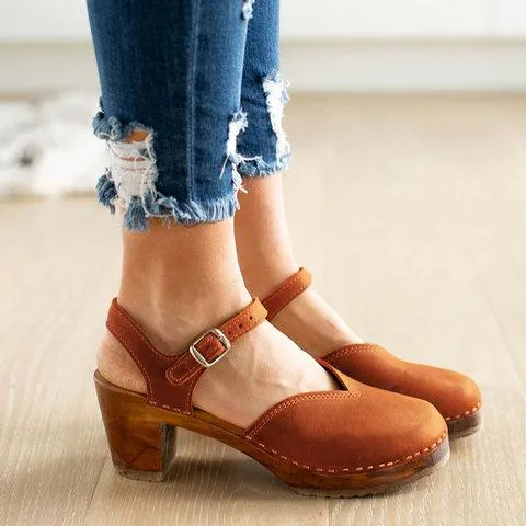 Clogs For Vintage Buckle Strap Closed Toe Shoes